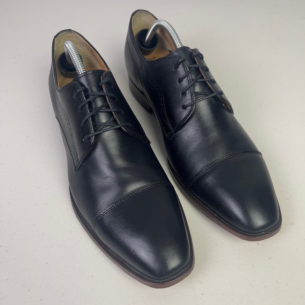 Johnston & Murphy McClain Cap Toe Oxford Mens 11 M Black Leather 20-9777